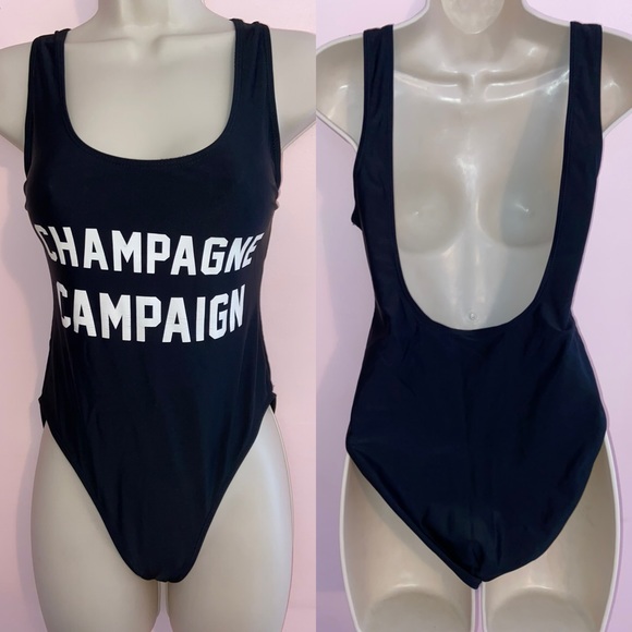 Champagne Campaign One-Piece Swimsuit - Picture 1 of 6